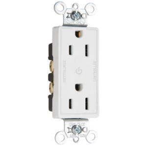 PASS AND SEYMOUR 26252-CDW Duplex Receptacle, Dual Controlled Plug Load, 15A, White | CH4CGU