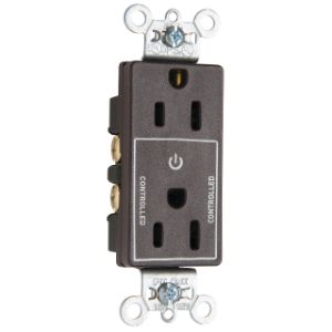 PASS AND SEYMOUR 26252-CH Duplex Receptacle, Half Controlled Plug Load, 15A, Brown | CH4CGX