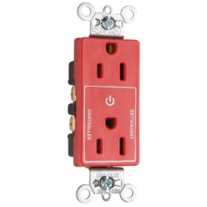 PASS AND SEYMOUR 26252-CHRED Duplex Receptacle, Half Controlled Plug Load, 15A, Red | CH4CHB