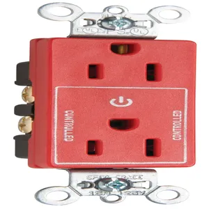 PASS AND SEYMOUR 26252-CHRED Duplex Receptacle, Half Controlled Plug Load, 15A, Red | CH4CHB