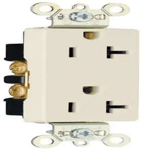 PASS AND SEYMOUR 26352-LA Heavy Duty Duplex Receptacle, 20A, 125V, Light Almond | CH4DMQ