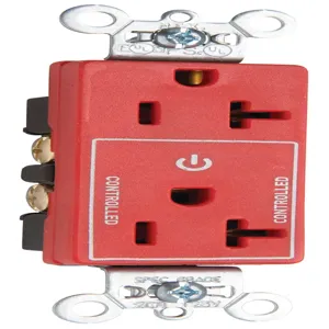 PASS AND SEYMOUR 26352CHRED Duplex Receptacle, Half Controlled Plug Load, 20A, Red | CH4CHT