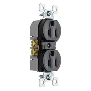 PASS AND SEYMOUR 3232-TRBK Tamper Resistant Duplex Receptacle, Self Grounding, 15A/125V, Black | CH3ZAY