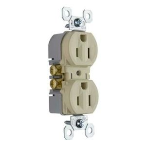 PASS AND SEYMOUR 3232-TRI Tamper Resistant Duplex Receptacle, Self Grounding, 15A/125V, Ivory | CH3ZBA