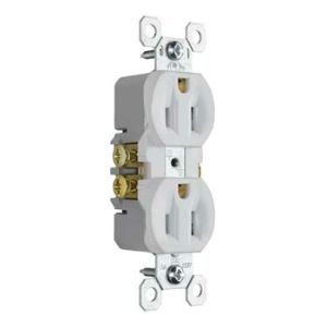 PASS AND SEYMOUR 3232-TRW Tamper Resistant Duplex Receptacle, Self Grounding, 15A/125V, White | CH3ZBC