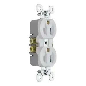 PASS AND SEYMOUR 3232-TRW Tamper Resistant Duplex Receptacle, Self Grounding, 15A/125V, White | CH3ZBC