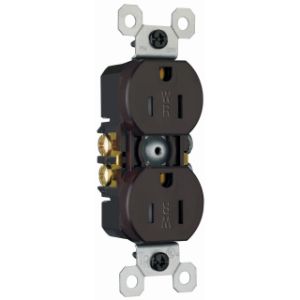 PASS AND SEYMOUR 3232-TRWR Weather Resistant Duplex Receptacle, 15A/125V, Brown | CH3ZBD