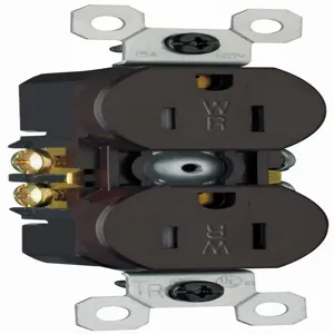 PASS AND SEYMOUR 3232-TRWR Weather Resistant Duplex Receptacle, 15A/125V, Brown | CH3ZBD