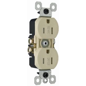PASS AND SEYMOUR 3232-TRWRI Weather Resistant Duplex Receptacle, 15A/125V, Ivory | CH3ZBE
