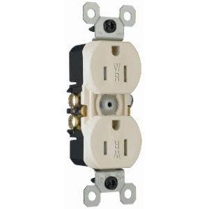 PASS AND SEYMOUR 3232-TRWRLA Weather Resistant Duplex Receptacle, 15A/125V, Light Almond | CH3ZBG