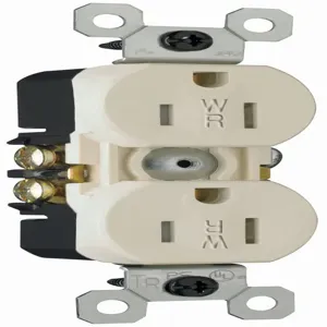 PASS AND SEYMOUR 3232-TRWRLA Weather Resistant Duplex Receptacle, 15A/125V, Light Almond | CH3ZBG