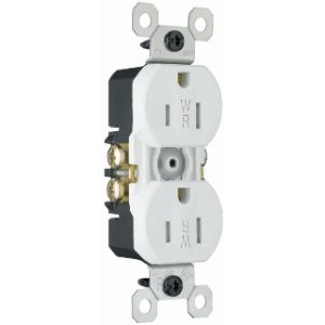 PASS AND SEYMOUR 3232-TRWRW Weather Resistant Duplex Receptacle, 15A/125V, White | CH3ZBH