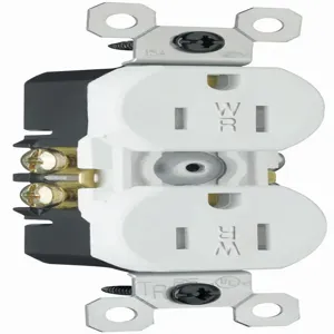 PASS AND SEYMOUR 3232-TRWRW Weather Resistant Duplex Receptacle, 15A/125V, White | CH3ZBH