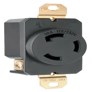 PASS AND SEYMOUR 3330 Single Locking Receptacle, 3 Wire, 30A, 125V | CH3ZYT