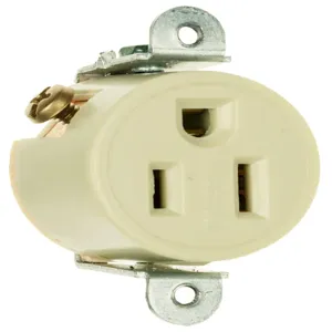 PASS AND SEYMOUR 5258-I Single Receptacle Short Strap, Spec Grade, 15A, 125V, Ivory | CH4JYF