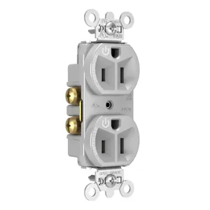 PASS AND SEYMOUR 5262CD-GRY Duplex Receptacle, Dual Controlled Plug Load, 15A, 125V, Gray | CH3YWW