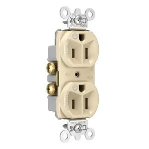 PASS AND SEYMOUR 5262CD-I Duplex Receptacle, Dual Controlled Plug Load, 15A, 125V, Ivory | CH3YWY