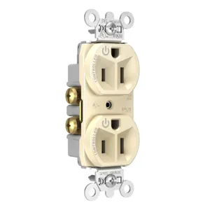 PASS AND SEYMOUR 5262CD-LA Duplex Receptacle, Dual Controlled Plug Load, 15A, 125V, Light Almond | CH3YWZ