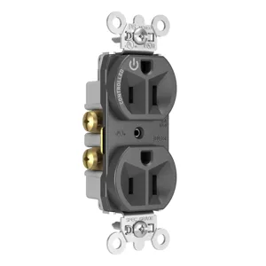 PASS AND SEYMOUR 5262CH-BK Duplex Receptacle, Half Controlled Plug Load, 15A, 125V, Black | CH3YXF