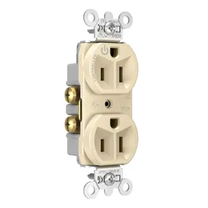 PASS AND SEYMOUR 5262CH-I Duplex Receptacle, Dual Controlled Plug Load, 15A, 125V, Ivory | CH3YXJ