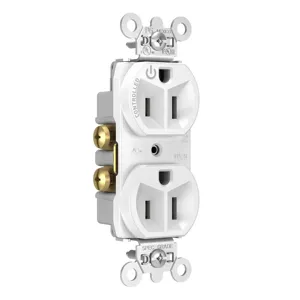 PASS AND SEYMOUR 5262CH-W Duplex Receptacle, Dual Controlled Plug Load, 15A, 125V, White | CH3YXL