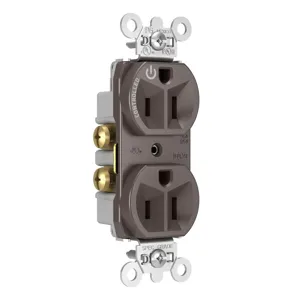 PASS AND SEYMOUR 5262CH Duplex Receptacle, Dual Controlled Plug Load, 15A, 125V, Brown | CH3YXG