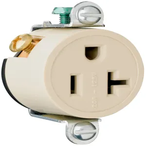 PASS AND SEYMOUR 5358-I Single Receptacle Short Strap, Spec Grade, 20A, 125V, Ivory | CH4JYL