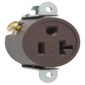 PASS AND SEYMOUR 5358 Single Receptacle Short Strap, Spec Grade, 20A, 125V, Brown | CH4JYK