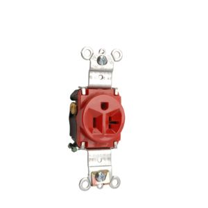 PASS AND SEYMOUR 5361-RED Single Receptacle Spec Grade, Heavy Duty, 20A, 125V, Red | CH4DUY