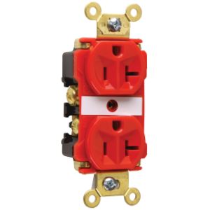PASS AND SEYMOUR 5362-ARED Extra Heavy Duty Duplex Receptacle, Spec Grade, 20A, 125V, Red | CH4ECX