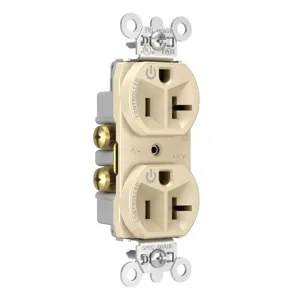 PASS AND SEYMOUR 5362CD-I Duplex Receptacle, Dual Controlled Plug Load, 20A, 125V, Ivory | CH3ZNN