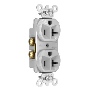 PASS AND SEYMOUR 5362CH-GRY Duplex Receptacle, Half Controlled Plug Load, 20A, 125V, Gray | CH3ZPA