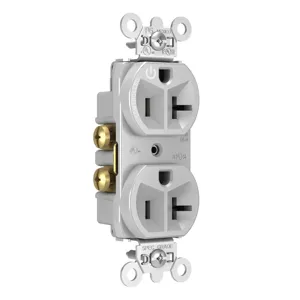 PASS AND SEYMOUR 5362CH-GRY Duplex Receptacle, Half Controlled Plug Load, 20A, 125V, Gray | CH3ZPA