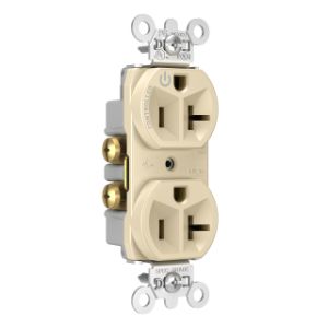 PASS AND SEYMOUR 5362CH-I Duplex Receptacle, Half Controlled Plug Load, 20A, 125V, Ivory | CH3ZPB