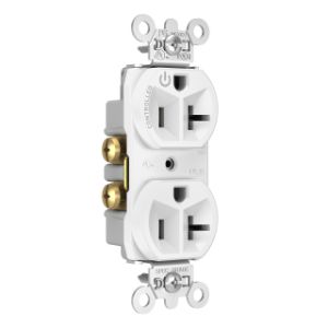 PASS AND SEYMOUR 5362CH-W Duplex Receptacle, Half Controlled Plug Load, 20A, 125V, White | CH3ZPD