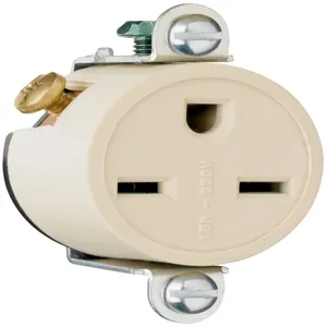 PASS AND SEYMOUR 5658-I Single Receptacle Short Strap, Spec Grade, 15A, 250V, Ivory | CH4JYH