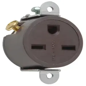 PASS AND SEYMOUR 5658 Single Receptacle Short Strap, Spec Grade, 15A, 250V, Brown | CH4JYG