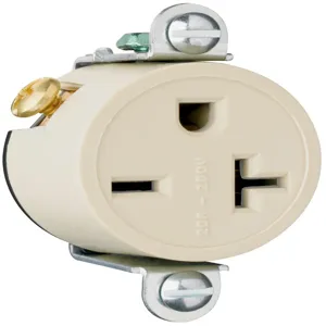 PASS AND SEYMOUR 5858-I Single Receptacle Short Strap, Spec Grade, 20A, 250V, Ivory | CH4JYP