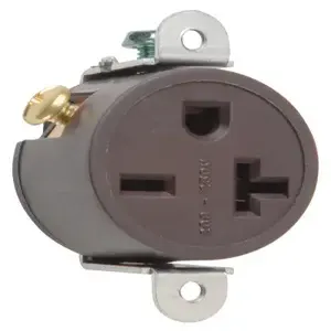 PASS AND SEYMOUR 5858 Single Receptacle Short Strap, Spec Grade, 20A, 250V, Brown | CH4JYN