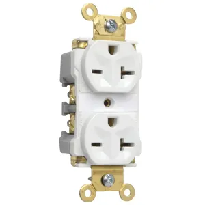 PASS AND SEYMOUR 5862-AW Extra Heavy Duty Duplex Receptacle, Spec Grade, 20A, 250V, White | CH4EDF