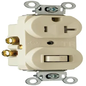 PASS AND SEYMOUR 671-TRLA Combination Switch, Receptacle, Single Pole, 15A, 120/125V, Light Almond | CH3ZNG