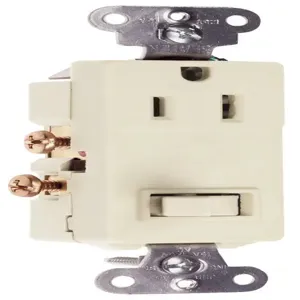 PASS AND SEYMOUR 681-LA Combination Switch, Receptacle, Single Pole Switch, 15A, 120/125V, Light Almond | CH3YWG