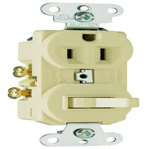 PASS AND SEYMOUR 691-I Combination Switch, Receptacle, Single Pole Switch, 15A, 120/125V, Ivory | CH3YVY