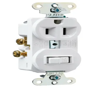 PASS AND SEYMOUR 691-W Combination Switch, Receptacle, Single Pole Switch, 15A, 120/125V, White | CH3YWA