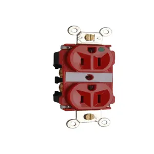 PASS AND SEYMOUR 8200-REDMRI Extra Heavy Duty Duplex Receptacle, Hospital Grade MRI, 15A, 125V, Red | CH4CZY