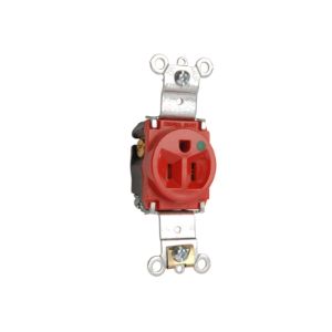 PASS AND SEYMOUR 8201-RED Single Receptacle Hospital Grade, Heavy Duty, 15A, 125V, Red | CH4DRF