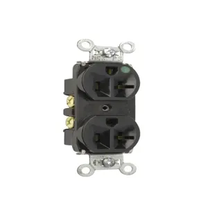 PASS AND SEYMOUR 8300-HBK Heavy Duty Duplex Receptacle, Hospital Grade, Compact Design, 20A, 125V, Black | CH4DQH