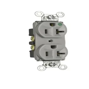 PASS AND SEYMOUR 8300-HGRY Heavy Duty Duplex Receptacle, Hospital Grade, Compact Design, 20A, 125V, Gray | CH4DQA