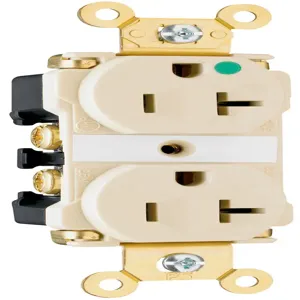 PASS AND SEYMOUR 8300-ILI Duplex Receptacle, Hospital Grade, LED Illuminated Face, 20A, 125V, Ivory | CH4CZN