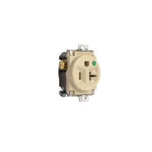 PASS AND SEYMOUR 8384-I Single Receptacle Short Strap, Hospital Grade, 20A, 125V, Ivory | CH4DXN